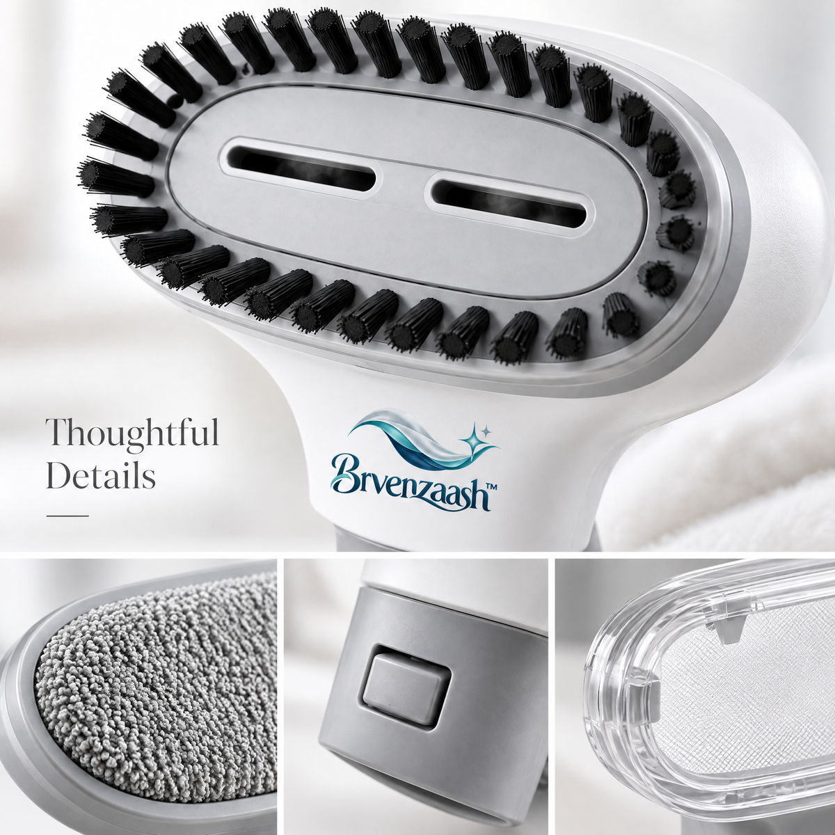 Brvenzaash™ Clothes Steamer Brush Attachment Set – Multi-Function Fabric Care Accessories for Wrinkle Removal & Garment Refreshing