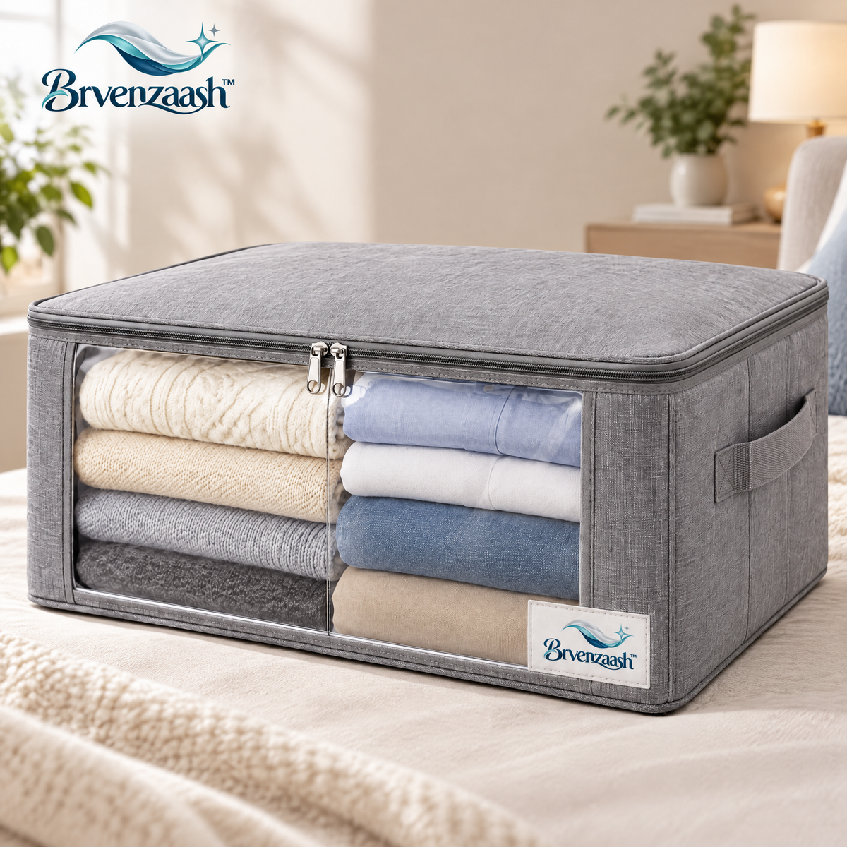 Brvenzaash™ Wardrobe Organizer Bags – Large Foldable Clothing Storage Boxes with Transparent Window for Closet Organization