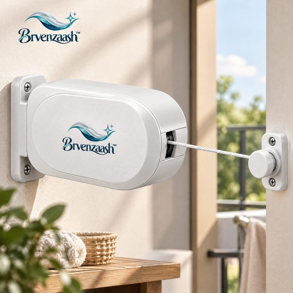 Brvenzaash™ Retractable Clothesline – Wall-Mounted Extendable Laundry Drying Line for Bathroom, Balcony & Laundry Room