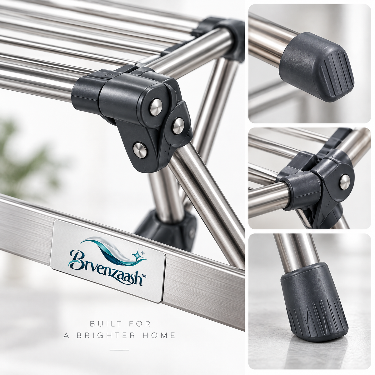 Brvenzaash™ Foldable Clothes Drying Rack – Adjustable Laundry Stand with Multi-Rod Design & Space-Saving Storage