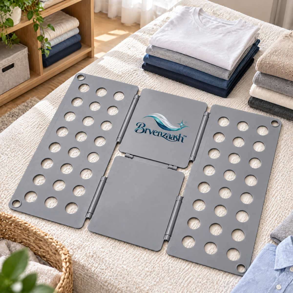 Brvenzaash™ Clothes Folding Board – Adjustable Laundry Folding Organizer for Shirts, T-Shirts, Sweaters & Everyday Clothing Storage
