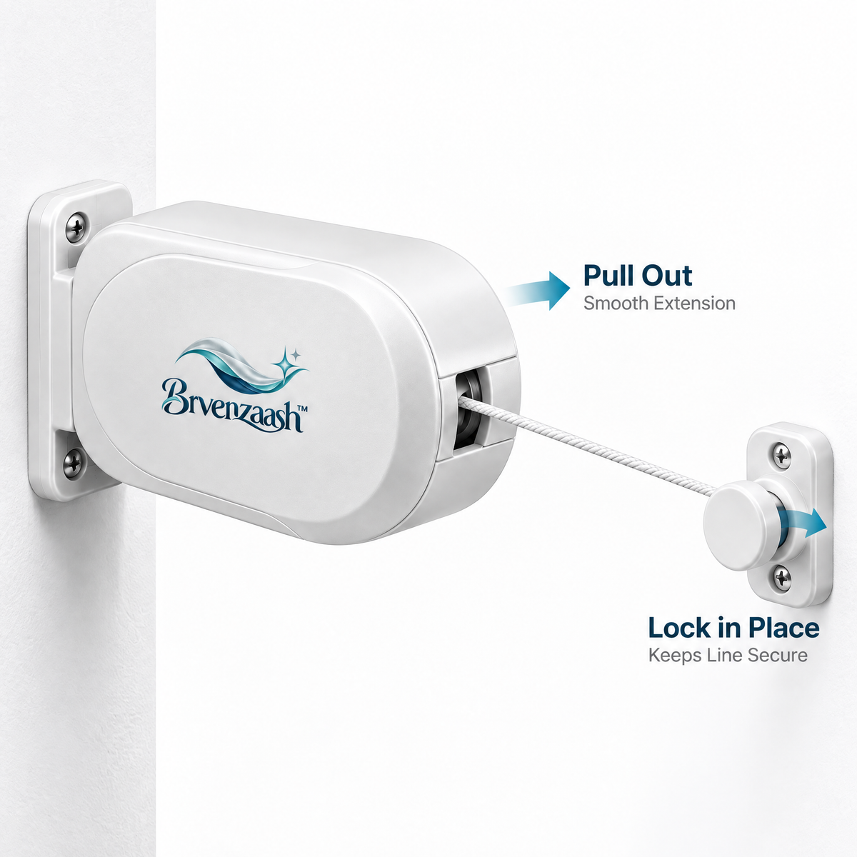 Brvenzaash™ Retractable Clothesline – Wall-Mounted Extendable Laundry Drying Line for Bathroom, Balcony & Laundry Room