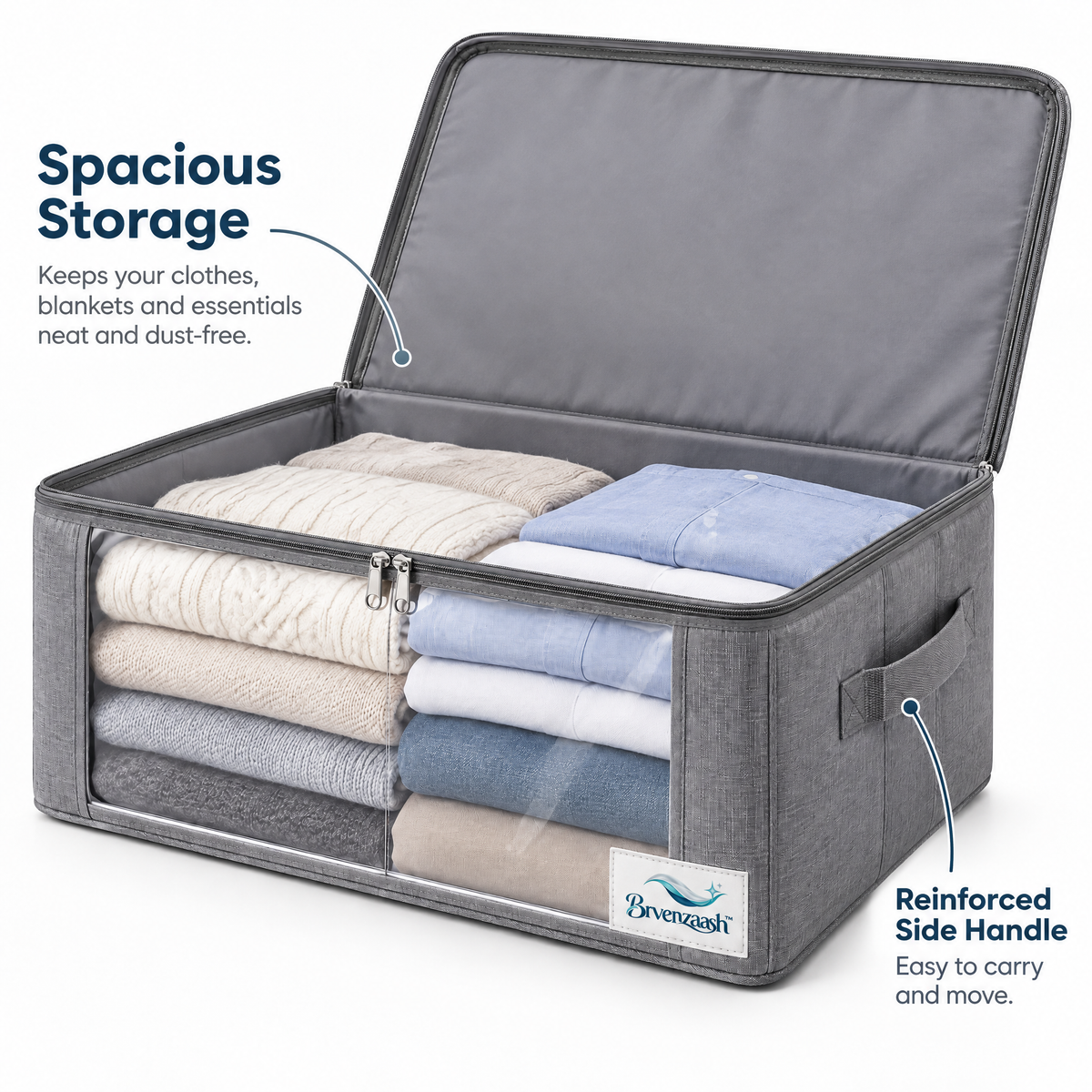 Brvenzaash™ Wardrobe Organizer Bags – Large Foldable Clothing Storage Boxes with Transparent Window for Closet Organization