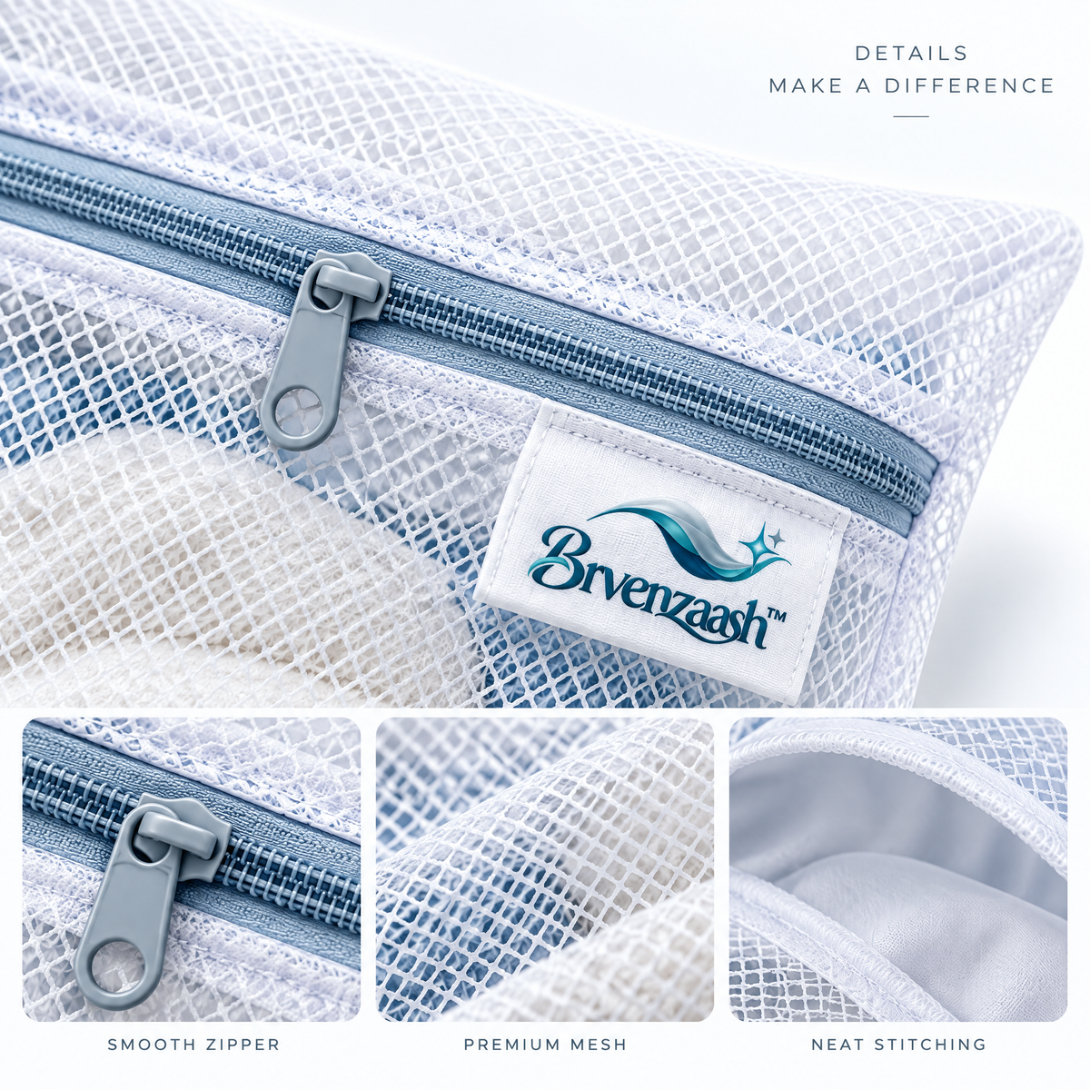 Brvenzaash™ Laundry Mesh Bags Set – Breathable Washing Bags with Multiple Sizes for Clothes & Delicate Garment Care