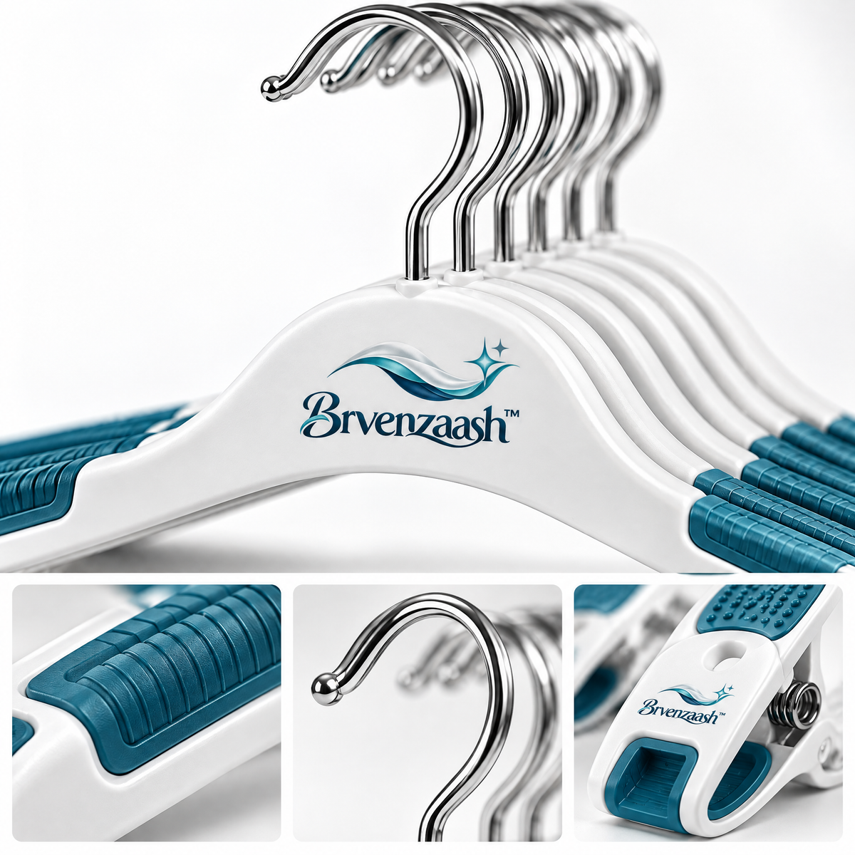 Brvenzaash™ Clothes Drying Clips & Hangers Set – Multi-Purpose Laundry Hanger Organizer with Anti-Slip Clips