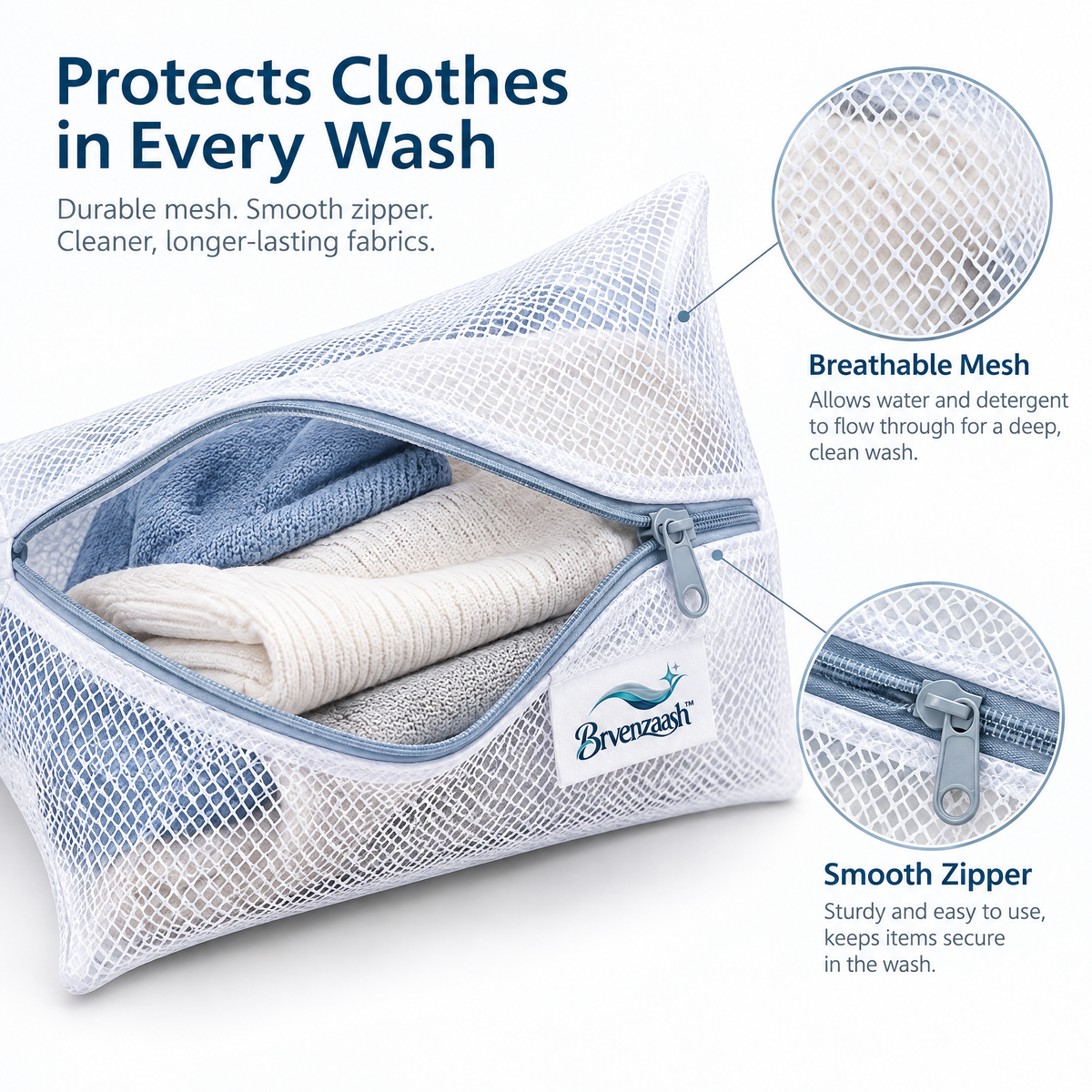 Brvenzaash™ Laundry Mesh Bags Set – Breathable Washing Bags with Multiple Sizes for Clothes & Delicate Garment Care