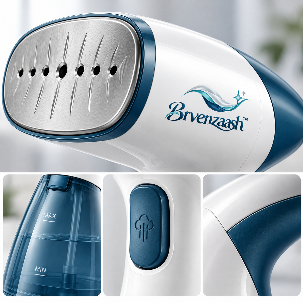 Brvenzaash™ Portable Garment Steamer – Handheld Clothes Steamer with Fast Heating, Wrinkle Removal & Travel-Friendly Design
