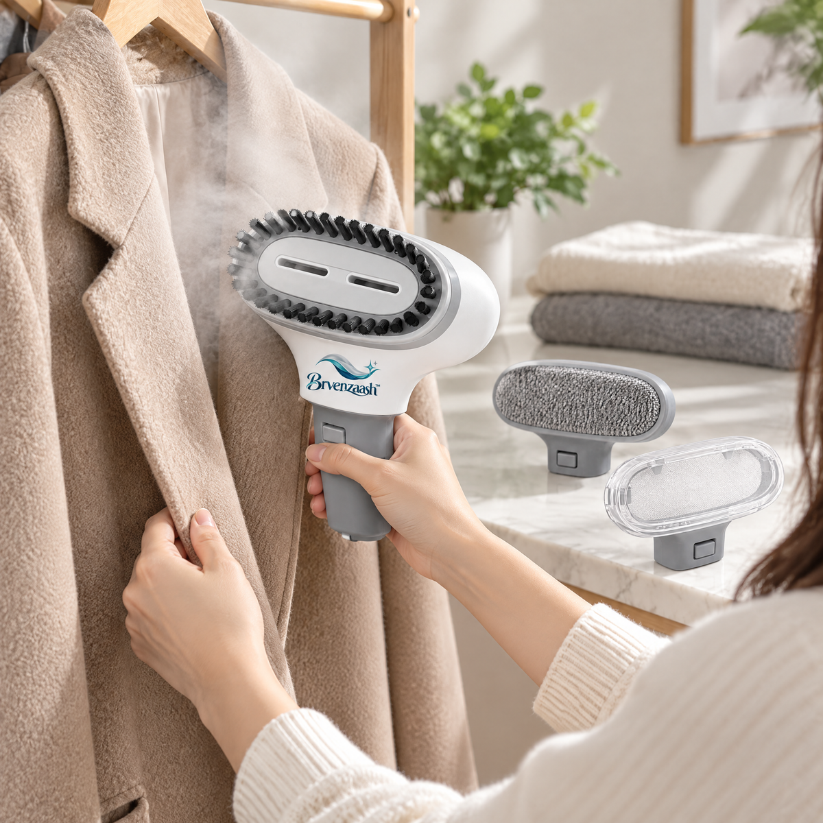 Brvenzaash™ Clothes Steamer Brush Attachment Set – Multi-Function Fabric Care Accessories for Wrinkle Removal & Garment Refreshing