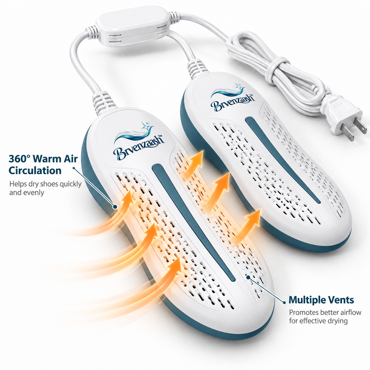 Brvenzaash™ Electric Shoe Dryer – Fast Drying Shoe Warmer with Odor Control for Sneakers, Boots & Everyday Footwear Care